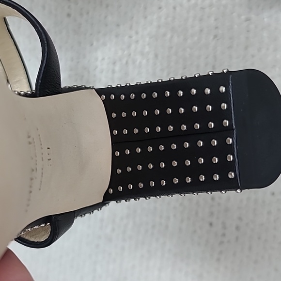 Jimmy Choo Marine 85 Micro-Studded Leather Heel Sandal Black/ Silver - NWT/NIB - Picture 17 of 17